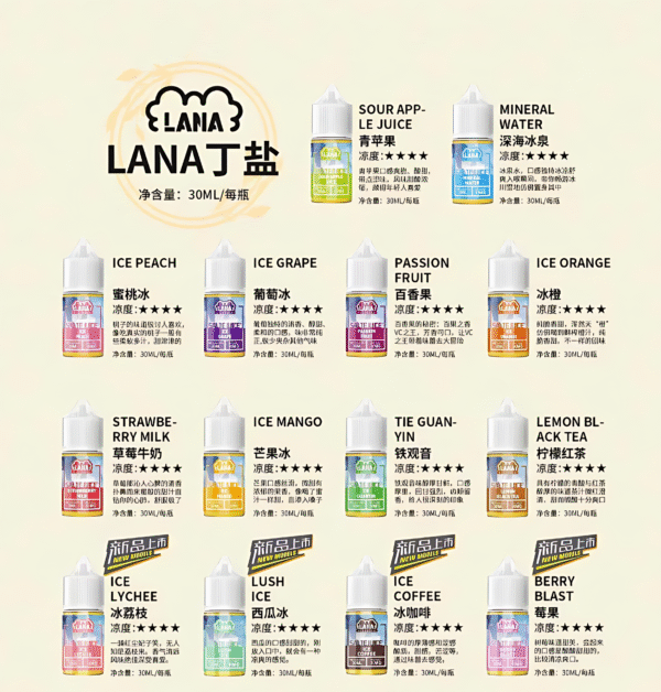 LANA小煙油 拉娜正品涼感丁鹽煙油推薦 30ml/35mg 台灣現貨